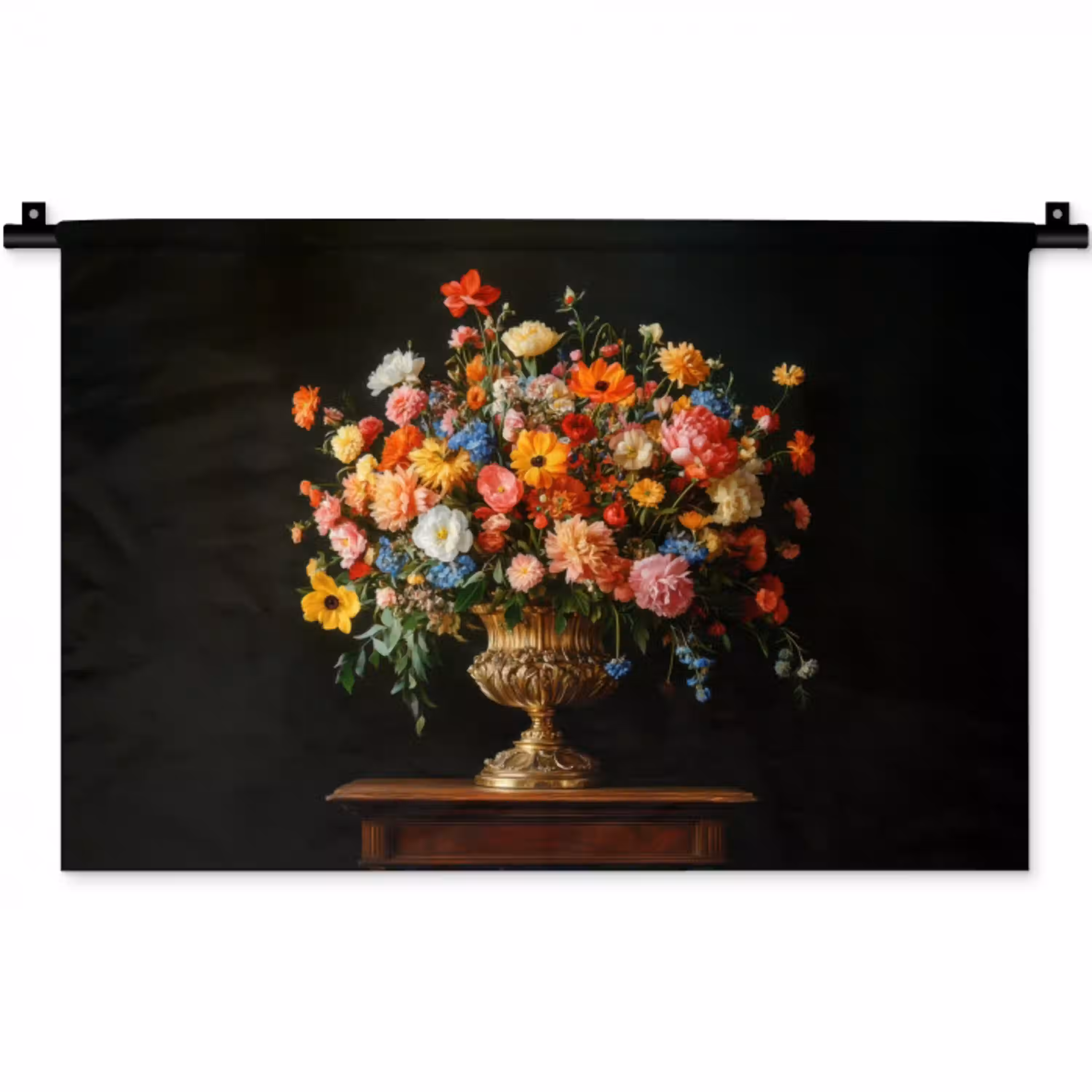 Goud - Bloemen - Kleuren - Vaas Wandkleed katoen klein -zz3d