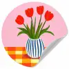 Tulpen - Roze - Vaas Wandcirkel behangsticker klein -3d