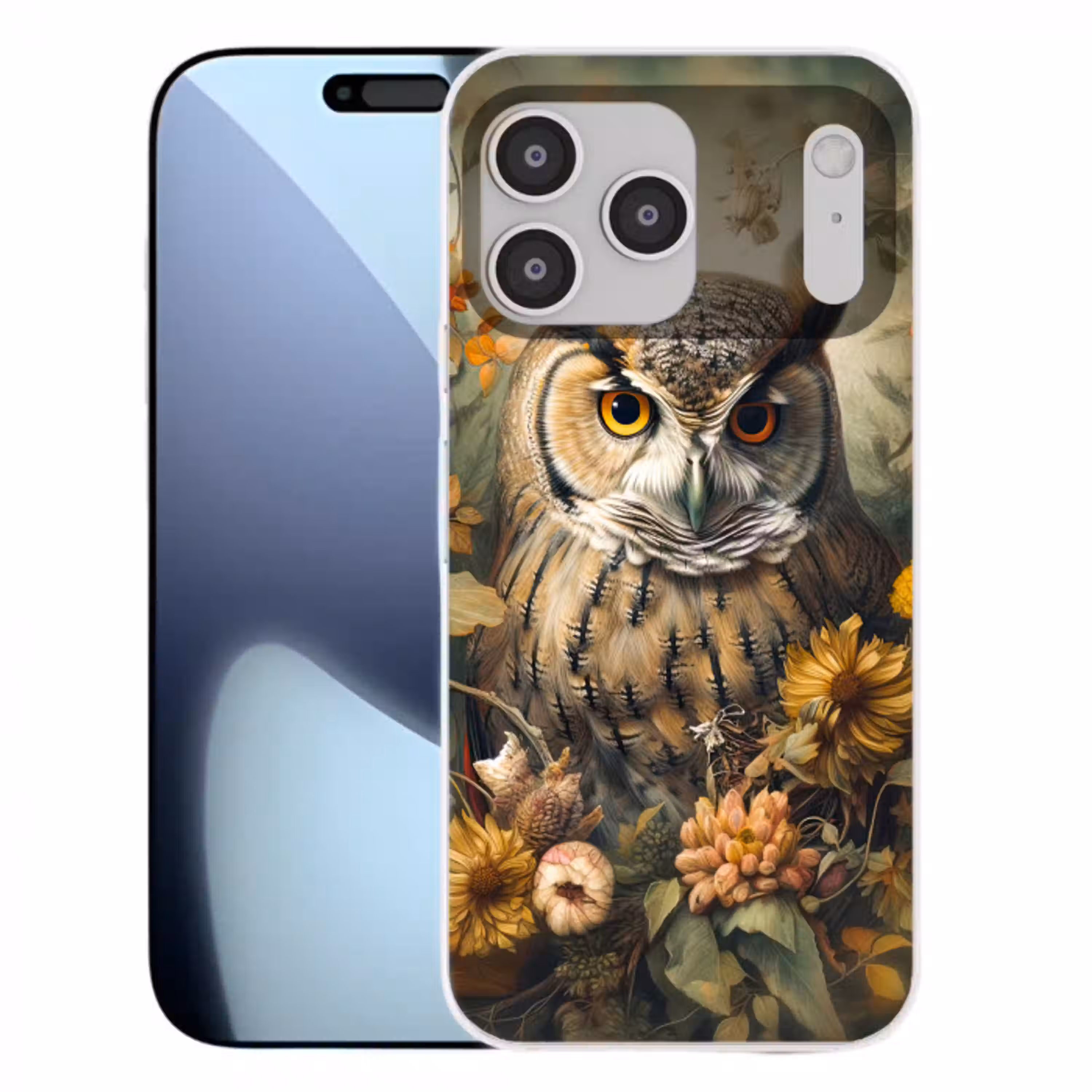 Uil - Vogels - Bloemen - Natuur Telefoonhoesje iPhone 17 Pro Max klein -3d