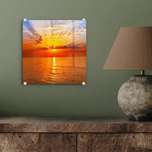 Zonsondergang - Zee - Lucht - Oranje - Horizon - Water plexiglas 5mm klein -sfeer3