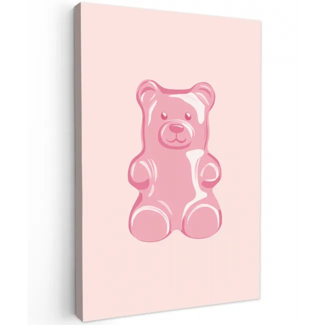 Beer - Roze - Snoep Tuinposter op houten frame 2 cm dik middel -3d