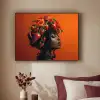 Vrouw - Chilipepers - Pepers - Bloemen Textielframe zwart klein -sfeer1