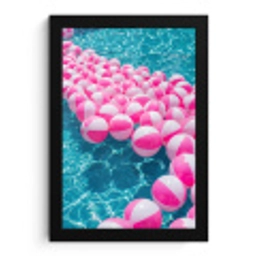 Strandballen - Roze - Water fotolijst zwart zonder passe partout klein -3d