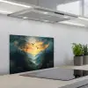 Vogels - Zon - Bomen - Groen keuken achterwand spatscherm klein -3d_schuin