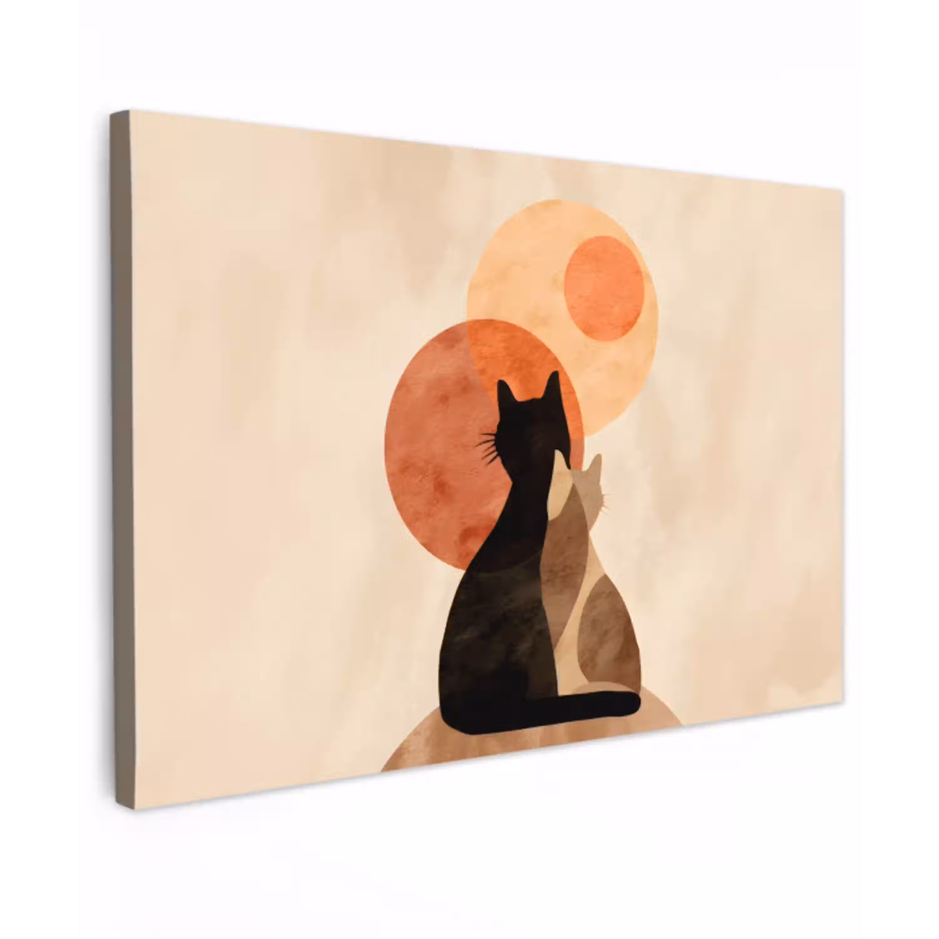 Katten - Zwart - Abstract - Cirkels canvas 2cm klein -z3d