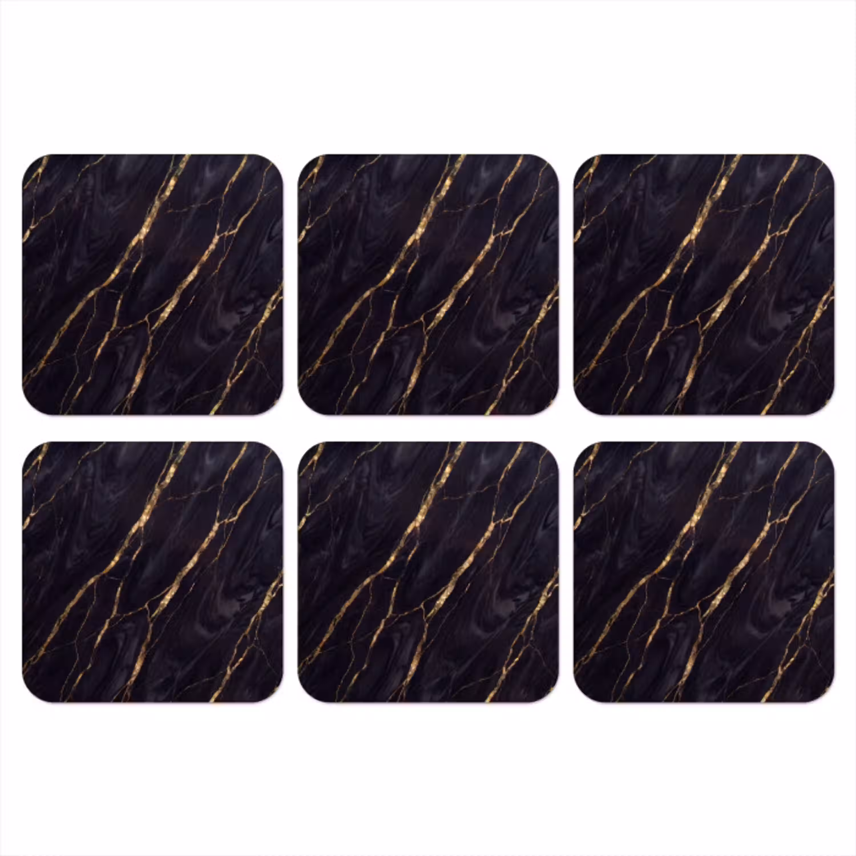 Marmer - Gouden aders - Abstract - Zwart onderzetter kurk middel -3d