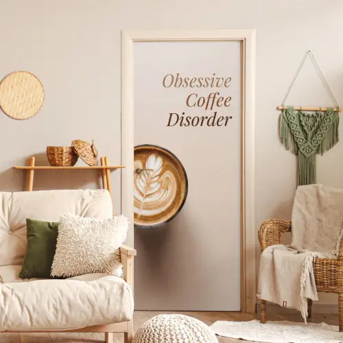 Koffie - Obessive Coffee Disorder - Beige deurposter klein -sfeer2