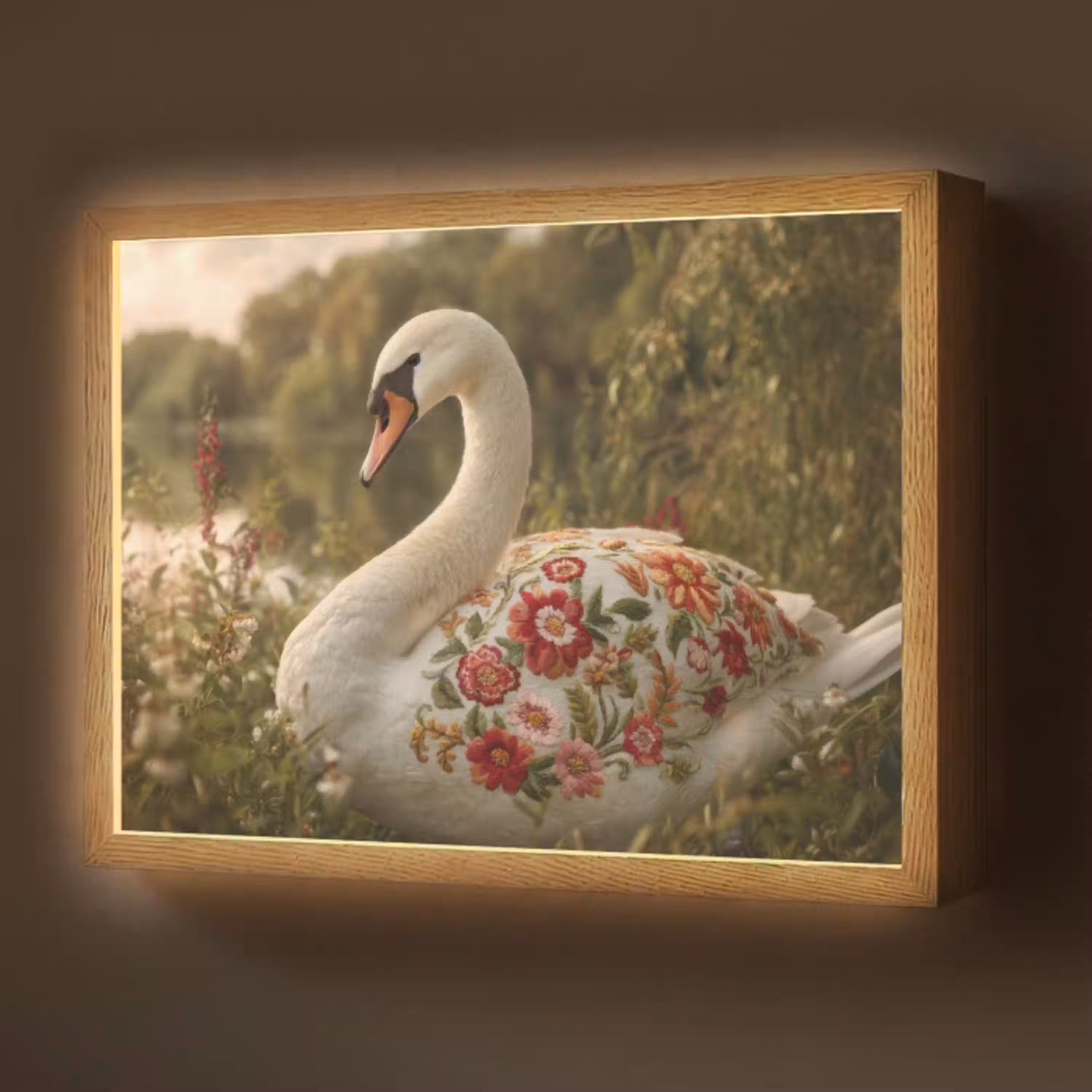 Zwaan - Bloemen - Natuur Light Box met batterij (Wandlamp) middel -z3d_website