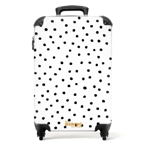 Zwarte stippen over een witte achtergrond NBS - Handbagage koffer - Volwassenen Unisex middel -productfoto_recht