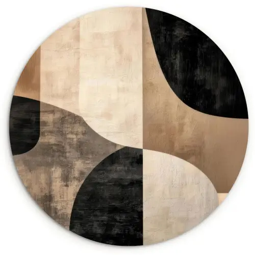Abstract - Vlakken - Zwart - Rond Wandcirkel kunststof plaat 5mm dik klein -3d