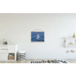 Zeemeeuw - Oceaan - Blauw textielposter latten blank klein -kinderkamer