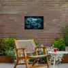 Wereldkaart - Bliksem - Blauw Tuinposter op houten frame 2 cm dik klein -sfeer3