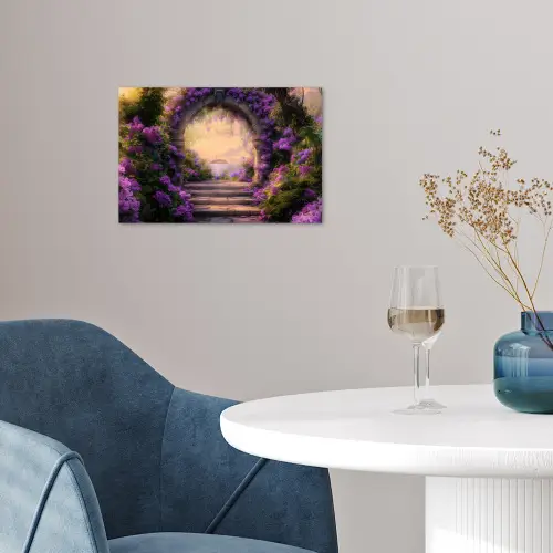 Poort - Paars - Bloemen poster papier klein -sfeer3