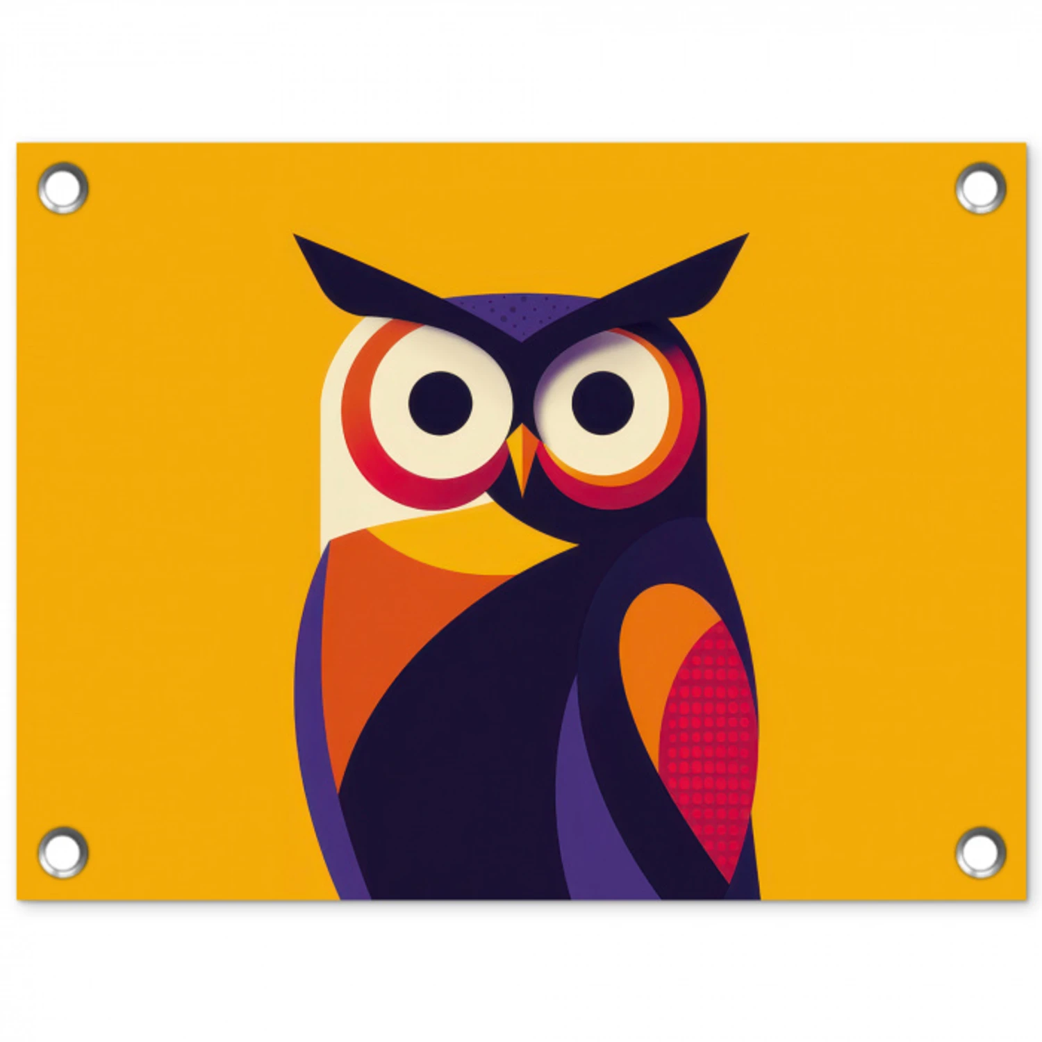 Uil - Grafisch - Kleurrijk - Ogen tuinposter los doek klein -3d