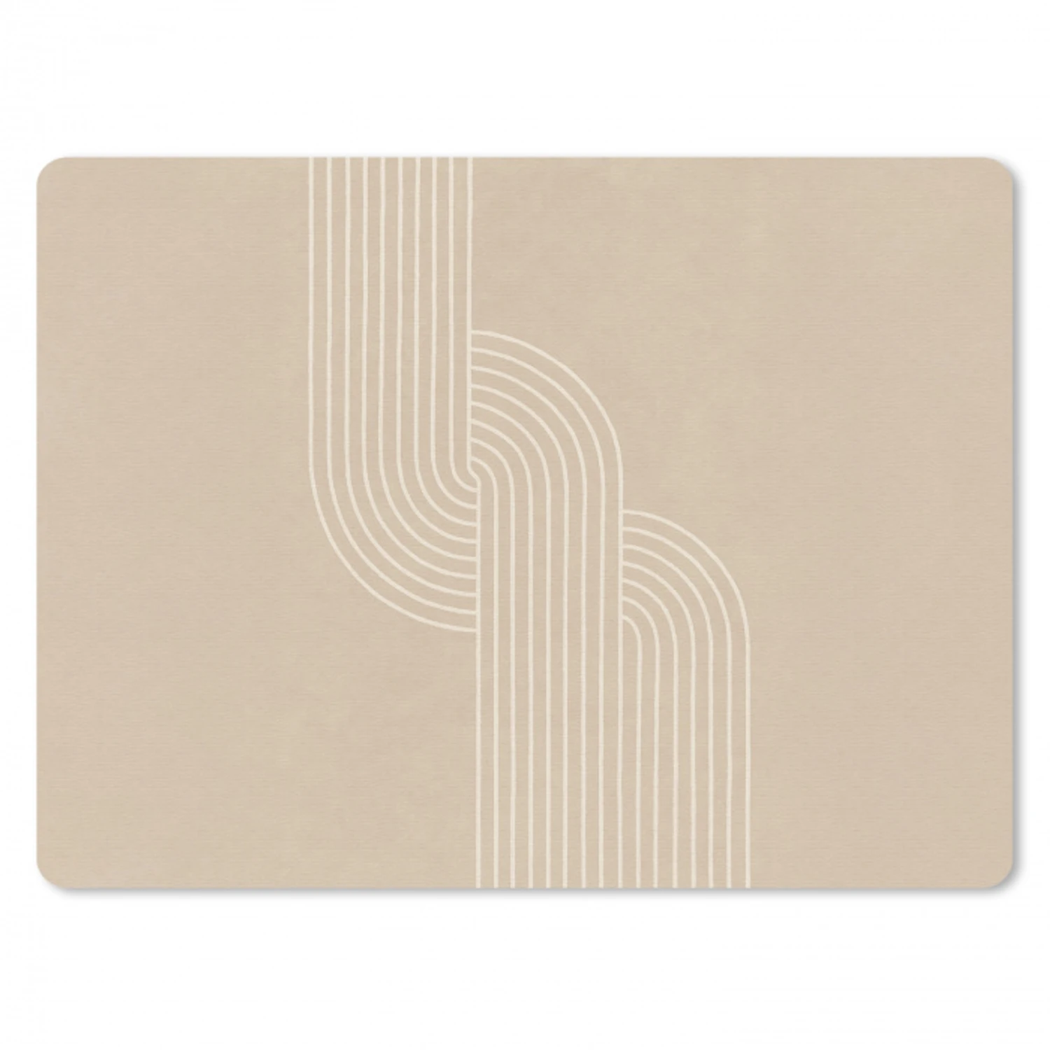 Parallelle lijnen - Lichte textuur - Beige muismat rubber klein -3d