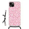 Koraal - Patroon - Roze - Wit - Minimalistisch Crossbody Case iPhone 14 middel -3d
