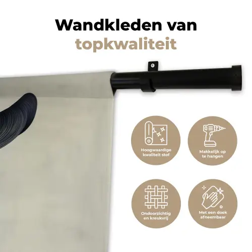 Zwart - Vrouw - Hoed Wandkleed katoen klein -sfeer2