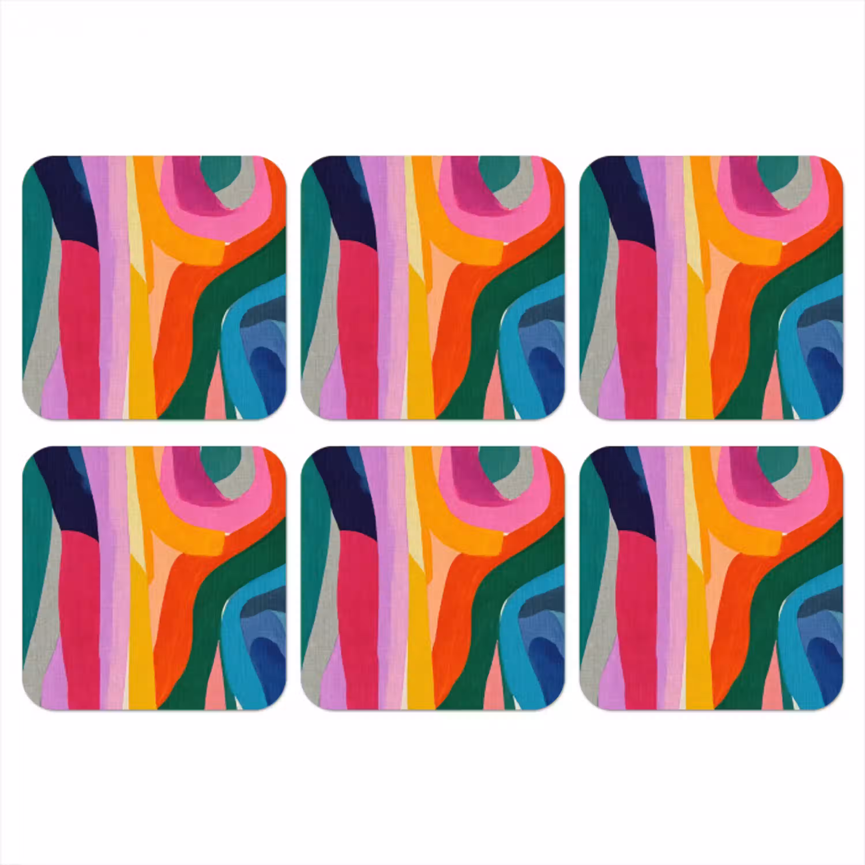 Abstract - Kleurrijk - Golven - Lijnen onderzetter kurk middel -3d