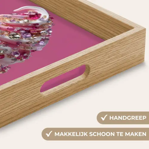 Softijs - Edelstenen - Roze - Hoorntje Dienblad Rechthoek middel -USP_HandgreepNL