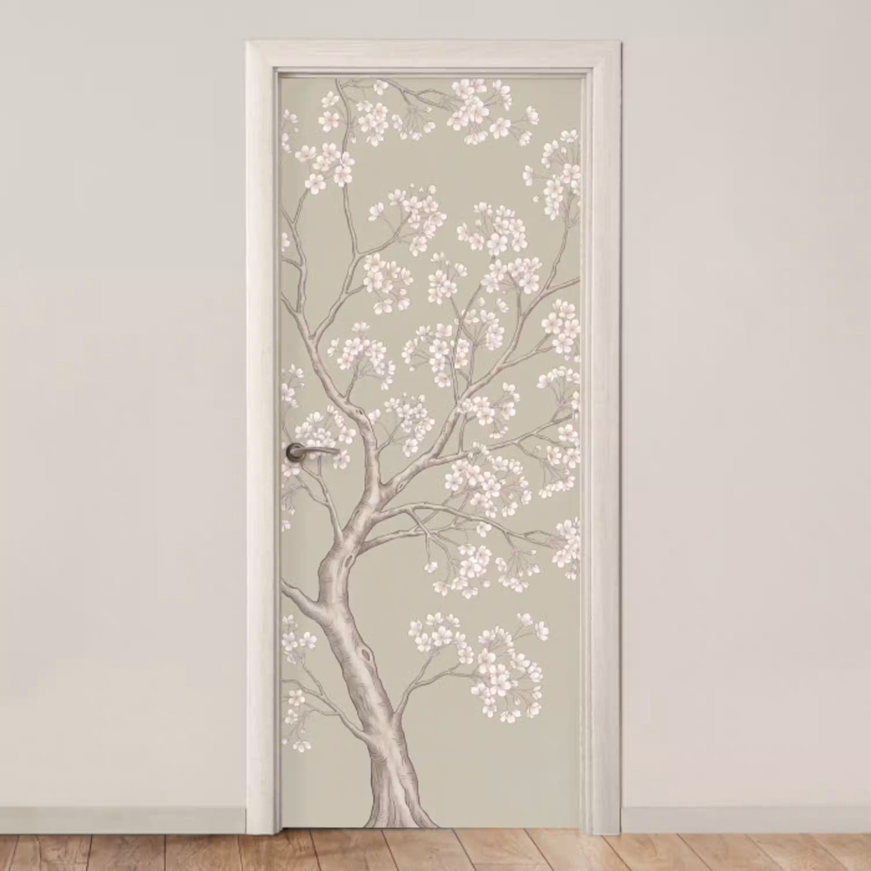 Sereen - Bloesem - Wit deurposter klein -3d_beige