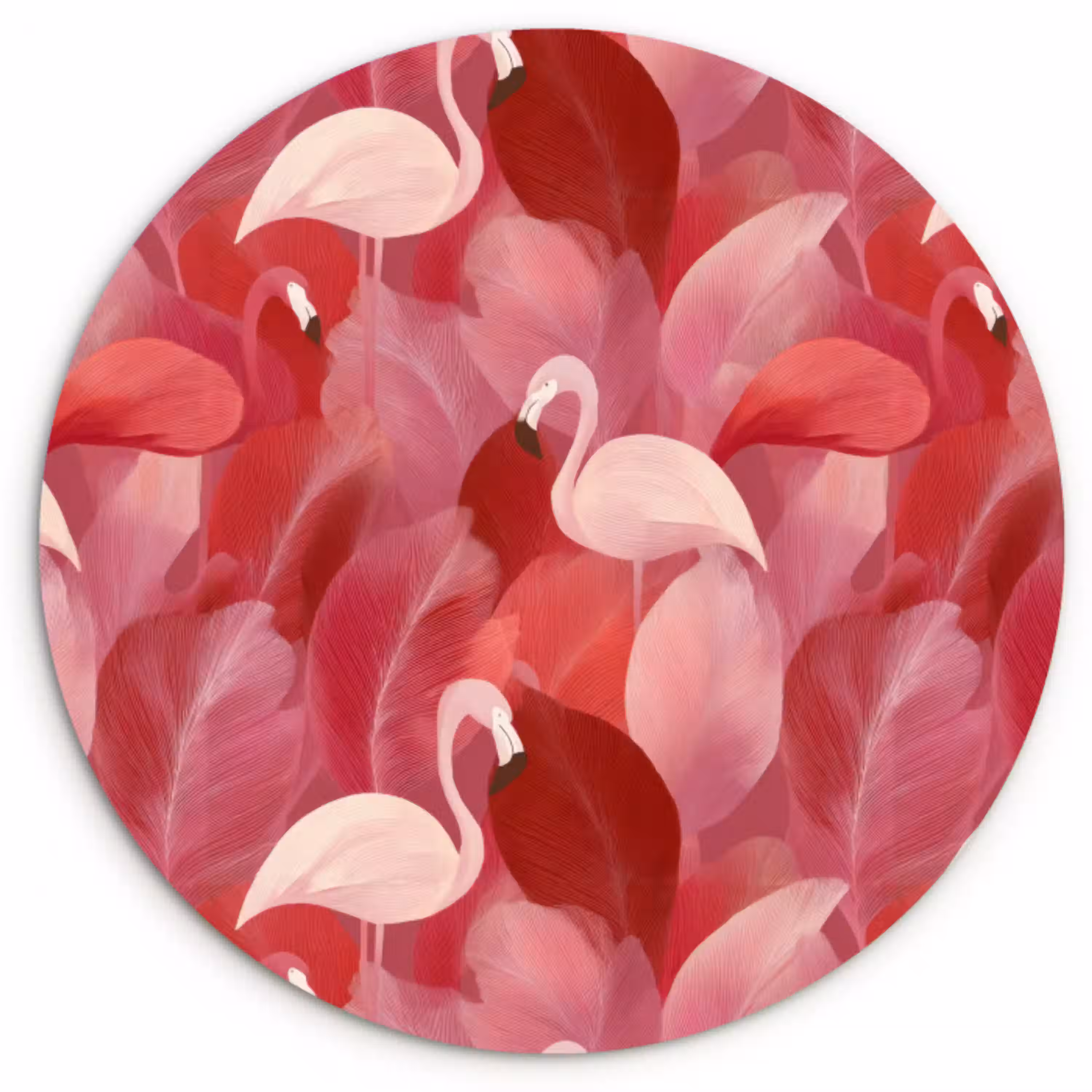 Flamingo - Botanisch - Elegant - Roze - Rood Wandcirkel kunststof plaat 5mm dik klein 188 -3d