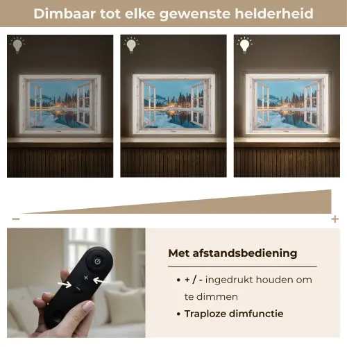 Doorkijk - Winterlandschap - Natuur - Huis - Bergen Light Box met batterij (Wandlamp) middel -USP_dimbaarNL