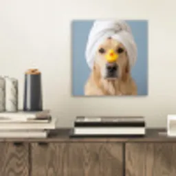 Hond - Badeend - Geel aluminium wit klein -sfeer1