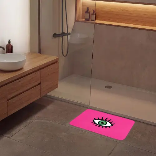 Minimalistisch - Oog - Roze Badmat klein -sfeer2