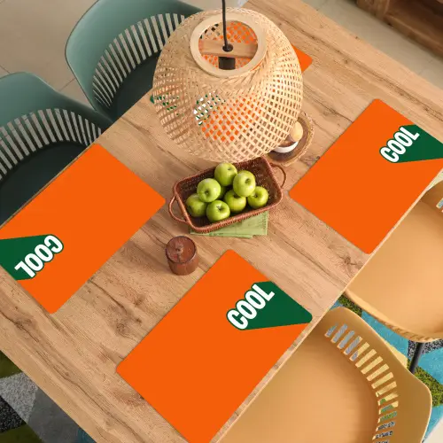 Cool - Oranje - Groen Placemat vinyl groot -zzsfeer5_Kitchenyeah-website