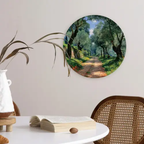 Pad - Bomen - Schaduw - Wandcirkel kunststof plaat 5mm dik klein -sfeer4