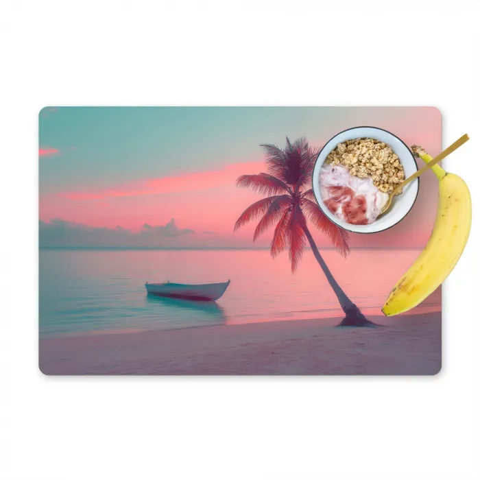 Zee - Boot - Zonsondergang Placemat vinyl groot -zzzproduct_Kitchenyeah-website
