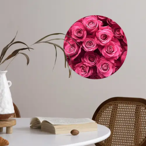 Rozen - Pink - Bloem Wandcirkel behangsticker klein -sfeer3