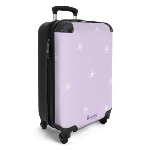 Paarse achtergrond met witte bloemen NBS - Handbagage koffer - Kinderen Unisex middel -productfoto_3d