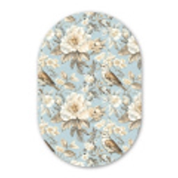 Botanisch - Zangvogel - Blauw Wandcirkel Ovaal Aluminium middel 839 -3d