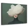 Hoed - Vrouw - Beige Textielframe zwart klein -3d