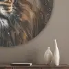 Leeuw - Dieren - Portret - Zwart - Luxe Akoestische PET Vilt - Rond klein -sfeer5_closeup