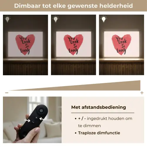 Hart - Rood - Valentijn Light Box met batterij (Wandlamp) middel -USP_dimbaarNL