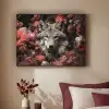 Wolf - Dier - Bloemen - Botanisch - Natuur - Fantasie Textielframe zwart klein -sfeer1
