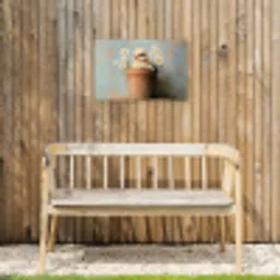 Bloempot - Kuiken - Bloemetjes Tuinposter op houten frame 2 cm dik klein -sfeer4
