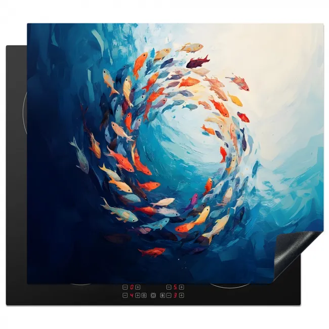 Zee - Vissen - Kleurrijk - Dynamisch Inductie beschermer vinyl 3mm middel -3d