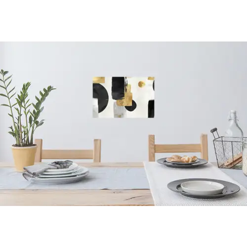 Goud - Rechthoeken - Cirkels - Abstract Muursticker klein -eettafel
