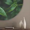 Bladeren - Regendruppels - Licht - Groen Akoestische PET Vilt - Rond klein -sfeer5_closeup