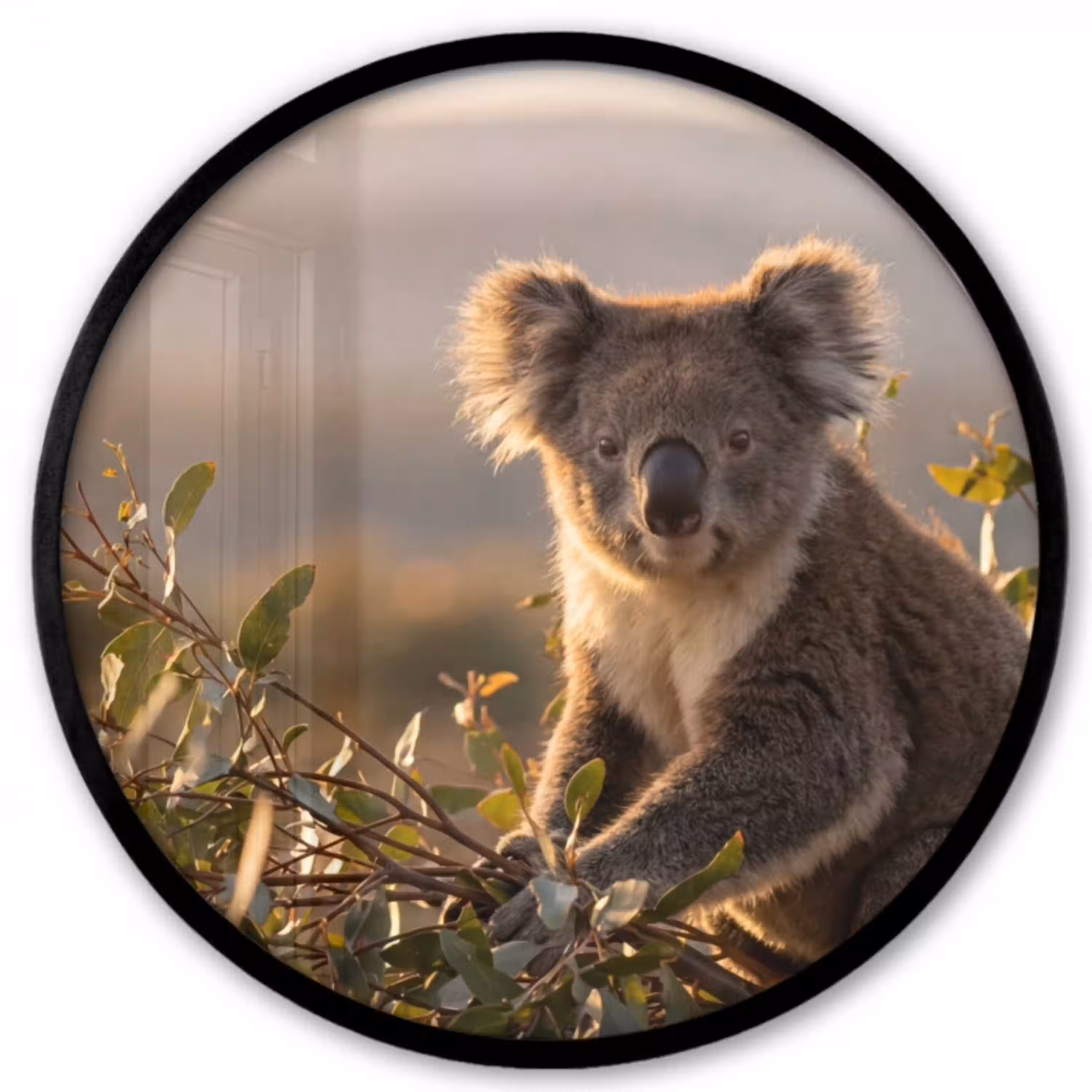 Koala - Bladeren - Ochtendlicht Fotolijst rond zonder passe partout klein -3d