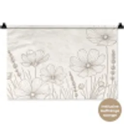 Minimalistisch - Modern - Bloemen - Beige Wandkleed katoen klein -t3d_DE