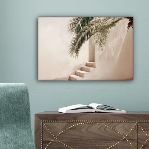 Palmboom - Schaduw - Trap - Beige canvas 2cm klein -sfeer4