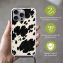 Patroon - Vacht - Zwart - Wit Hoesje iPhone 16 Pro Max met koord klein -sfeer2_DE