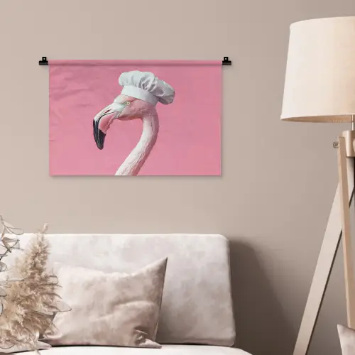 Flamingo - Roze - Koksmuts - Vogel Wandkleed katoen klein -sfeer4