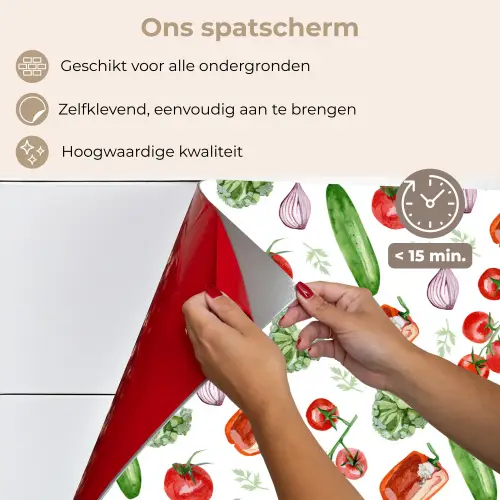 Tomaat - Paprika - Komkommer - Patroon keuken achterwand spatscherm klein 900 -spatscherm_NL