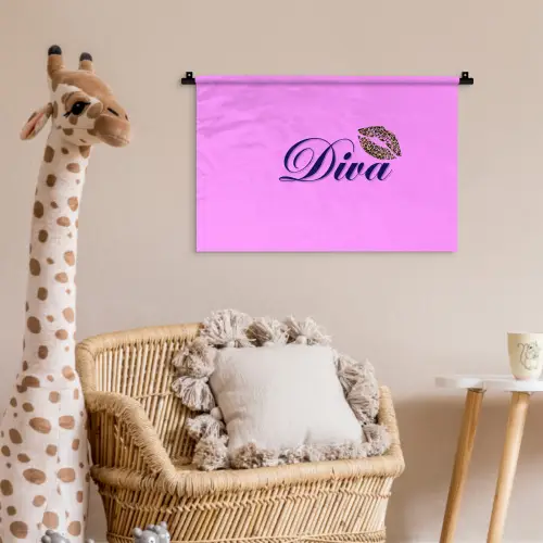 Diva - Lip - Panterprint - Roze Wandkleed katoen klein -wsfeer5_kind