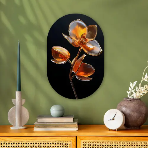 Bloem - Orchidee - Oranje Wandcirkel Ovaal Forex klein -sfeer2